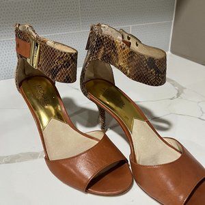Brown Micheal Kors Heels with Snakeskin Details